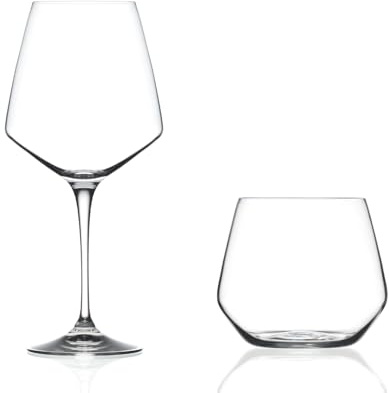 Set Bicchieri e Calici RCR Aria 12 Pezzi – 6 Calici Vino Rosso 79 cl + 6 Bicchieri Acqua 55 cl in Vetro Trasparente, Servizio Elegante Lavabile Lavastoviglie, Bicchieri Moderni Casa Ristorante