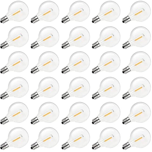 NONDK G40 LED-Ersatzglühbirnen, Bruchsichere Globe-Glühbirnen mit E12-Schraubsockel für Lichterketten im Außenbereich, Warmweiß, 30er-Pack