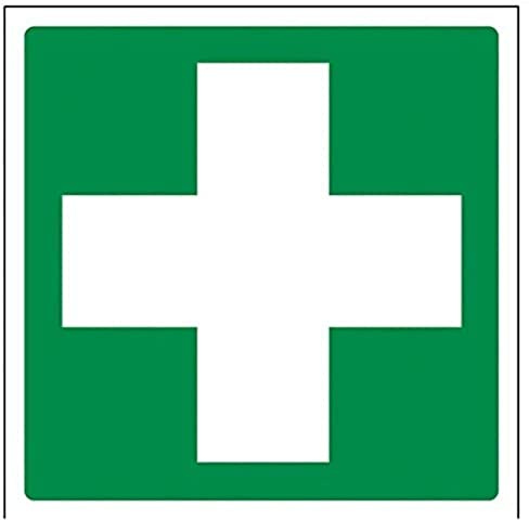 VSafety First Aid - Targa quadrata con logo di pronto soccorso, 150 x 150 mm, in plastica rigida da 1 mm