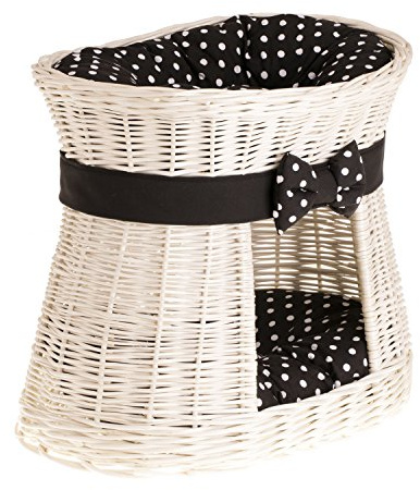 e-wicker24 481-50/W/Pko1 Katzenkorb aus Weide, Korb, beige, 50 x 40 x 45 cm