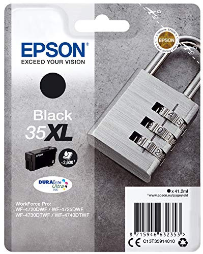 Epson 35XL DURABrite Ultra Ink - Cartucho de tinta para impresoras (Original, Tinta a base de pigmentos, Negro, 1 unidad)