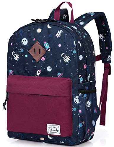 VASCHY Kids Backpack Boys School Bag Cute Small Book Bag for Children with Chest Strap and Side Pockets (Astronaut)