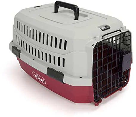 Nobleza - Transportin Gato Perro Grande, Transportin para Gatos Perro Portátil y Transpirable, Mascotas Perros Gatos Accesorios, Transportín de Plástico, 68x48x42 CM, Rojo & Gris