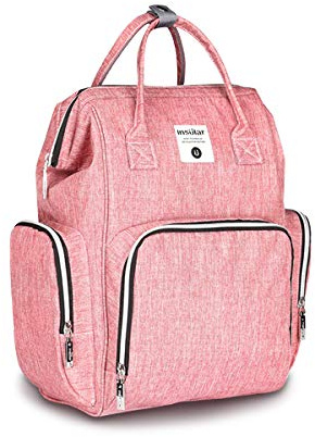 SONARIN Premium Sac à Dos à Langer Bébé étanche Avec Sangle de Poussette,Sac à Couches, Organisateur de Sac à Dos de Voyage Avec Des Sacs Isolés par Bouteille,Grande Capacité, élégant et Durable(Rose)