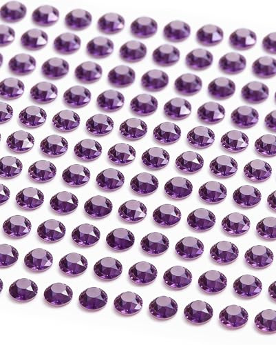 MOVOJA Lila Glitzersteine Selbstklebend - 640 Stk 5 mm | Strasssteine Selbstklebend Glitzersteine Basteln Kinder Klebe Steine Klitzersteine Aufkleben Gesicht Kinder Sticker Diamant