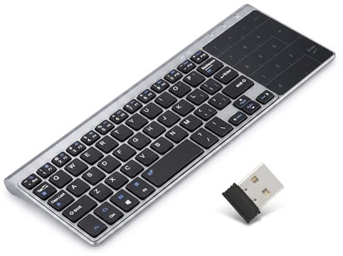 Bewinner Kabellose Tastatur, 2,4 Ghz Wireless Tastaturs Handheld mit Touchpad für PC Notebook TV Box Notebook Computer, Tragbare PC Tastatur für Outdoor