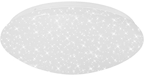 BRILONER - LED Deckenlampe Bad mit Sternenhimmel, einstellbar in warmweiß und neutralweiß, Speicherfunktion, Deckenleuchte, LED Lampe, Badlampe, Badezimmerlampe, Küchenlampe, 38,5x10 cm, Weiß