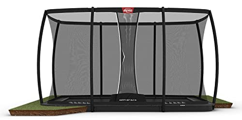 BERG Ultim Champion FlatGround Trampolin 410 x 250 cm grau | rechteckiges Bodentrampolin mit Sicherheitsnetz DLX XL | Airflow Pro | TwinSpring Federn | UV‑beständiger Schutzrand | Stabiler Rahmen