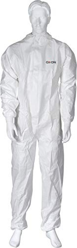 OX-ON HandschuhMan Coverall Schutzanzug gegen Chemie, Nuklearpartikel etc. - antistatischer Schutz-Overall PSA Kategorie 3, Typ 5 und 6 weiß (XXL)