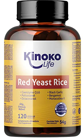 Lievito di RISO ROSSO Fermentato con Monacolina K 30 mg di coenzima Q10 (ubichinone) | POLICOSANOLO | Aglio Nero | Ottacosanolo | 120 Capsule Vegan .Senza magnesio stearato