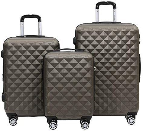 BEIBYE Trolley Koffer Reisekoffer Reisekofferset Gepäckset Kofferset 4 Zwillingsrollen Hartschale (Coffee)