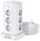 Regleta Vertical con Cable de 3 Metros, NTONPOWER 1080 Julios Regleta Enchufes Proteccion Sobretension con Interruptores Individuales, 4000W 16A Regletas Enchufes, 12 Tomas Múltiple Enchufes