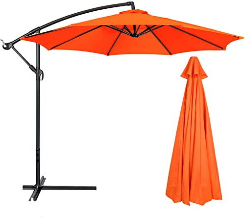 AUPSU Garden Parasol Umbrella Canopy, Patio Replacement Parasol Cover Umbrella Cover for Garden Yard Patio Deck (Roof Canopy Only)(Orange, 3M6Ribs)