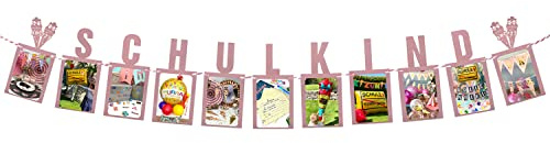 Oblique Unique Schulkind Girlande für Jungen und Mädchen mit Platz für eigene Fotos Banner für Schuleinführung Einschulung Schulanfang Schulstart Hänge Deko Dekoration (Schulkind Rosa)