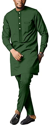 SEA&ALP Men Formal African 2-Piece Dashiki Suit, Long Sleeve Attire T50 XL