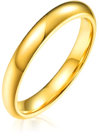 AURSTORE Schmuck Ring Mann Frau Ring Edelstahl Verlobung Hochzeit 4mm Größe nach Wahl 51-65 (gold, 54(17.2))