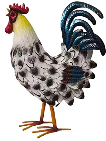 woyufen Coq en métal – Décoration Coq Table Ferme – Statue d'animal pour Jardin, Cour, pelouse – Sculpture d'art Coq 32 x 12 x 40 cm