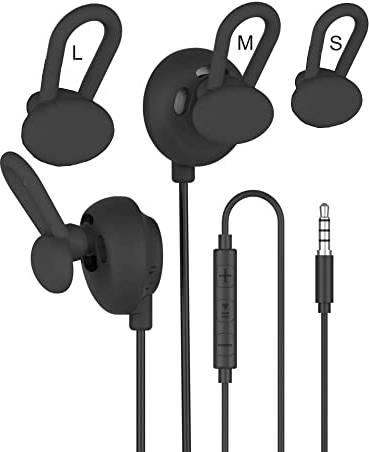 TAYINPLUS TJ-05B - Auricolari sportivi a orecchio aperto, cablati con microfono, jack da 3,5 mm, per lavoro, musica, giochi, lettore mp3…