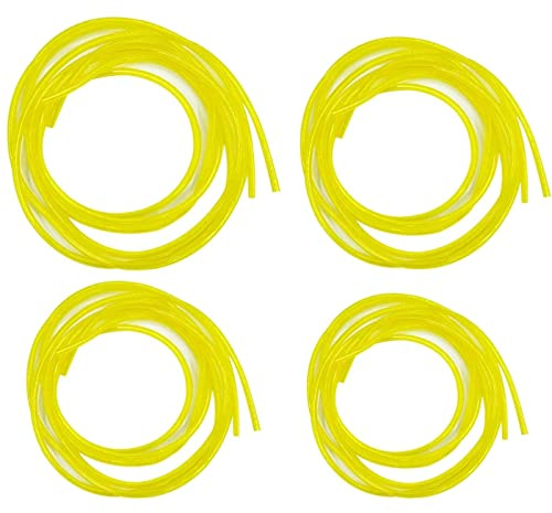 HUAZIZ 4 Pezzi Tubo del Carburante Universale Flessibile - Benzina, Gasolio, Olio Diesel, Acqua - 4 Dimensioni per Trimmer, Tagliasiepi, Motosega - Giallo