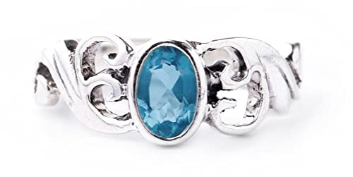Windalf Damen Ring TIARA 7 mm Spirals Topas Kristall Sky Blue 925 Sterlingsilber (Sterlingsilber, 46 (14.5))