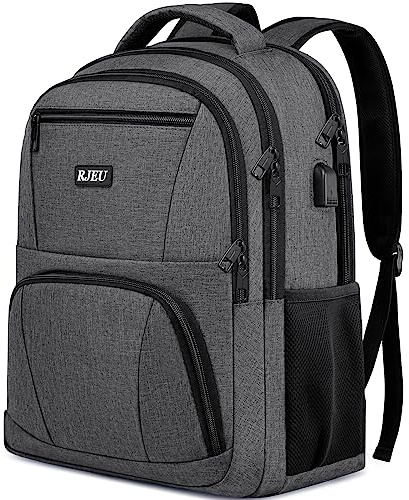 RJEU Rucksack Herren für Schule Laptop Rucksack 17,3 Zoll, Schulrucksack Jungen Teenager Wasserdichte mit USB-Ladeanschluss Tablet für Universität, Reisen, Arbeit Rucksack