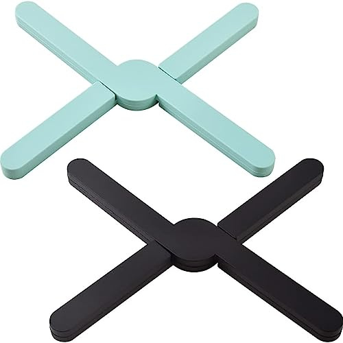 LATRAT 2 Stück Topfuntersetzer Silikon Klappbar Zusammenklappbare Silikon-untersetzer Topfuntersetzer Hitzebeständig Krempel Untersetzer-Set für Heiße Töpfe Teller Pfannen