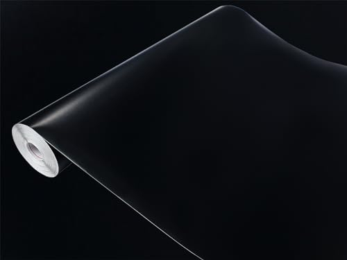 Klebefolie Möbel 90x25 cm | Möbelfolie selbstklebend Einfarbig | Folie für Möbel zur einfachen Renovierung von Türen, Tischen und Regalen | Klebefolie dekorativ und abwaschbar | Schwarz Matt