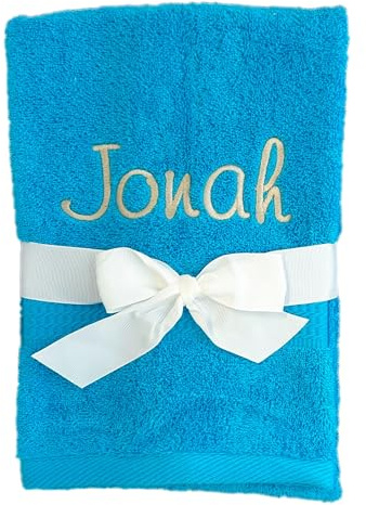 KIDDI-MEDIA Asciugamano per ospiti con ricamo personalizzato come nome/30 x 50 cm, 500 g/m², 100% spugna di cotone (30 x 50 cm, turchese)