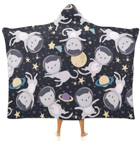 NIBABA Entzückende Kinderdecke mit Kapuze, warme gemütliche Decke, Pyjama für Frauen, gemütlicher Plüsch, bequeme Mikrofaser, Thermo-Überwurf, Kapuzendecke für Mädchen, 150 x 200 cm