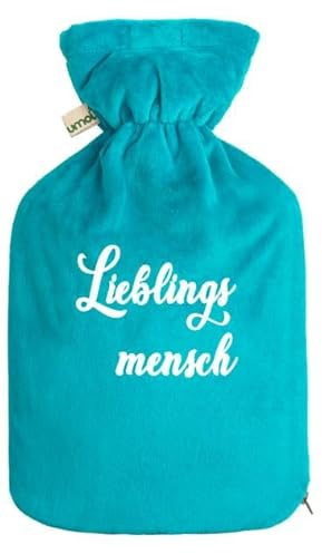 Personalisierte Öko Wärmflasche mit Fleece Bezug 1.8 Liter (Dunkelgrün)