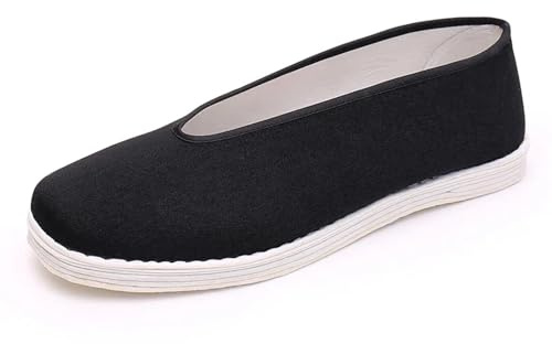 Traditionella kinesiska Kung Fu svart bomull Tai-chi skor bomullstyg Tai-chi gamla Peking vardagsskor sportskor, Svart, 42 insole 26.0cm