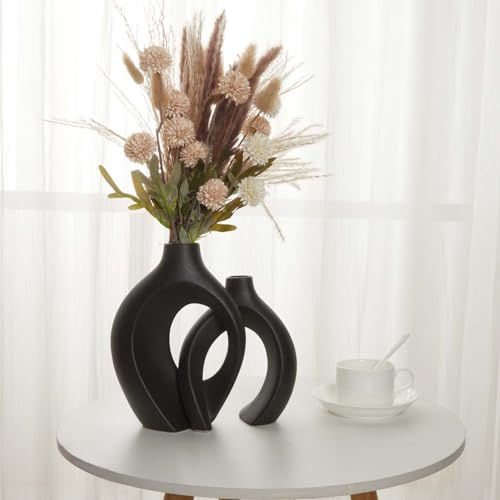 maozyiltle Blumenvase Umarmung Aus Keramik,Moderne Dekorative Vasen, Schlafzimmer-Dekorationen, Elegante Indoor-Vase, Schreibtischdekoration (Schwarz)