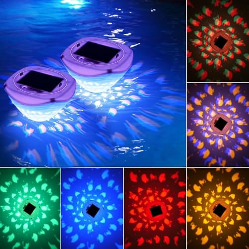 Solar Schwimmende Pool Licht,LED Poolbeleuchtung mit Farbwechsel Wasserdicht Teichbeleuchtung Unterwasser Licht für Garten Deko, Schwimmbädern,Wasserparks verwendet und Pool,Teich,Brunnen (2 Set)