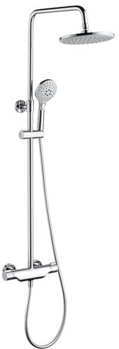 BiaoTeng Colonne de Douche Fixation Murale Réglable, Douche Ronde Sortie 3 Fonctions Chaud et Froid Systeme Douche Murale Systeme de Douche pour Baignoire, Chrome