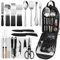 Camping Cooking Utensils Set, 28Pcs Kitchen Organizer Travel Set for Campervan, Outdoor Hiking, Picnic, Trekking - Accessories Included