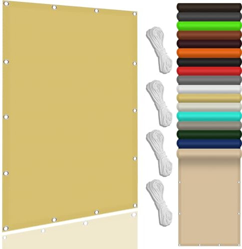 Sonnenschutz Markise 150 x 210 cm,(Nach Mass) Markisenstoff 98% Uv Schutz Wasserabweisend, Sonnenschutz Windschutz Segel,Für Balkon Garten, Creme Farben