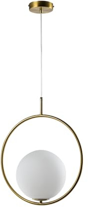 LQWELL® Globe Pendelleuchte Hängeleuchte G9, Modern Kugelglas Lampenschirm Pendellampe Hängelampe für Küche Wohnzimmer Schlafzimmer Esszimmer, Metall Mid Century Deckenlampe, Gold