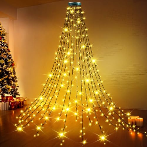 Joltix Luci Albero di Natale, 2M x 16 Fili 400 LED Mantello Luci Albero di Natale, 8 ModalitàImpermeabili Interno Esterno Decorazioni, Adatto per Giardino, Decorazione Natalizia (16)