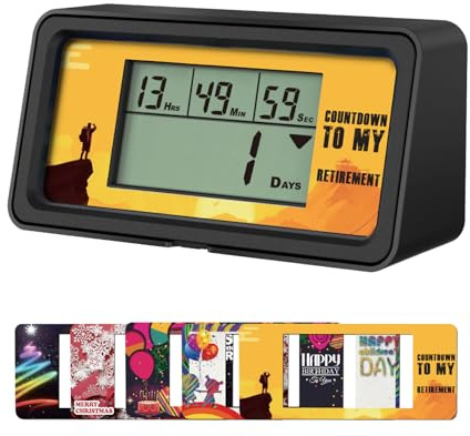 YOOREAL 9999 Tage Digitaler Countdown Timer Count Down Tage Timer mit fünf | 5 Papierkarten Hintergrundbeleuchtung für Ruhestand Urlaub Hochzeit Weihnachten Neues Baby Klassenzimmer Labor Kü (HM200B)