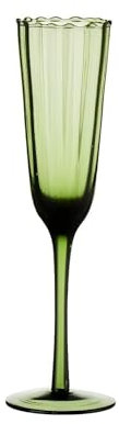 CONSTANCEY Juego de copas de vino de color verde vintage acanaladas en relieve, copas de vino de tallo verde de 13 onzas, juego de copas de champán, cristalería de color cristal de 13 onzas para boda,