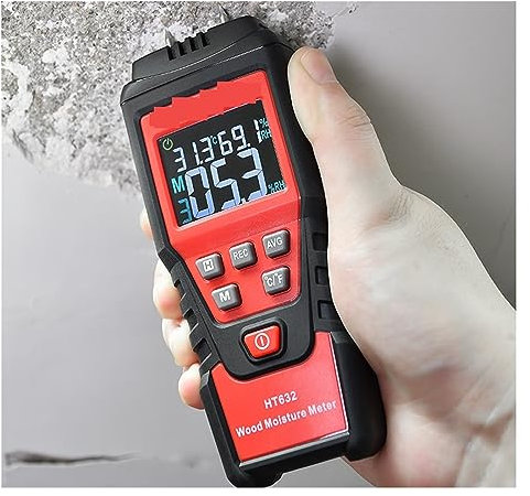 EDEDE Feuchtigkeitsmessgerät, HT632 Holz Feuchtigkeit Meter Wand Wasser Tester Digitale Feuchtigkeit Meter Zwei Pins Hygrometer Beton Zement Ziegel Detektor für Holz Brennholz Wände Baustoffen