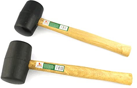 CANIGHT Wooden Handle Hammer for Tiles Multipurpose Elastic Rubber Hammer Shockproof for House Fitting