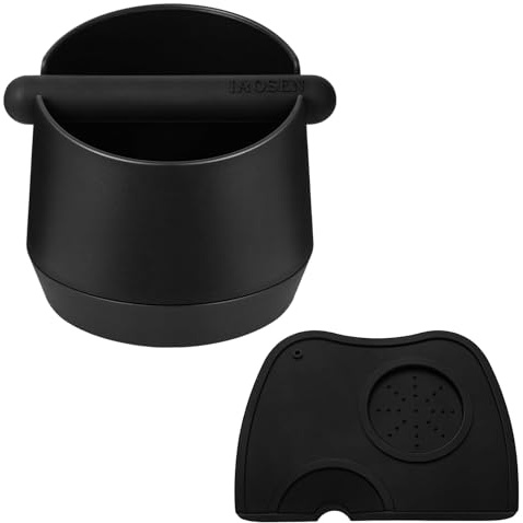 IAOSEN XXL Large Capacity Design Espresso Knock Box Tamping Mat Espresso Machine Accessories Set of 2 with Removable Knock Bar and Anti-Slip Base for Home Office Barista Tools for Bar Shop