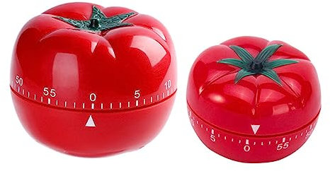 FONDOTIN Mechanical Kitchen Timer Set 2pcs Tomato Shape Adorable Cooking Countdown Timers for Home and Study with Loud Alarm Large and Small