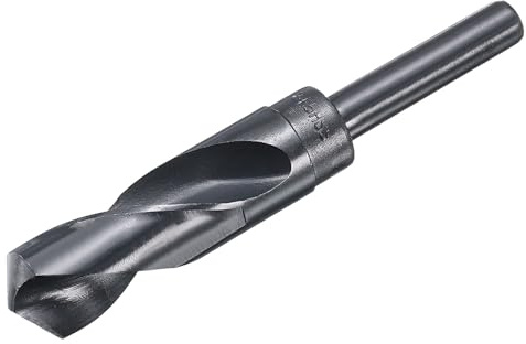 sourcing map Broca de 24,5 mm, vástago reducido de 1,27 cm, 9341, acero de alta velocidad, acero HSS nitruración, superficie negra de 135° para acero, aleación de aluminio, madera, plástico, metal