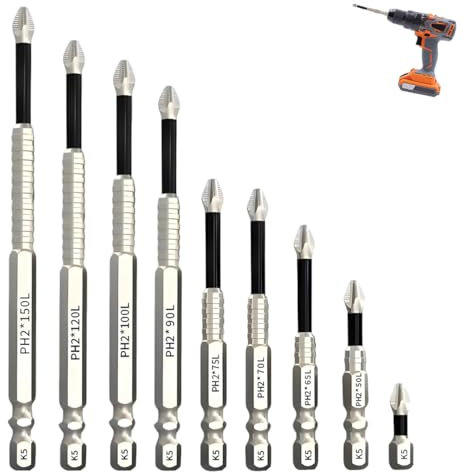 9 PCS High Magnetic Drill Bit Set, Electric Precision Anti Impact High Hardness Strong Magnetic Screwdriver Drill Bit Set for Electric Tools, for Impact Driver