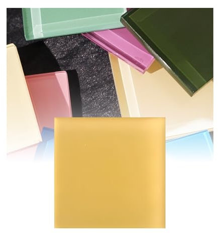 ZNQNDSR Glasbaustein 100 STÜCKE Quadratische Glasbausteine ​​für Wand Reflektiertes Licht Glatte Farbige Glasfliesen Für Badezimmer-Schlafzimmer-Dekoration(Yellow)