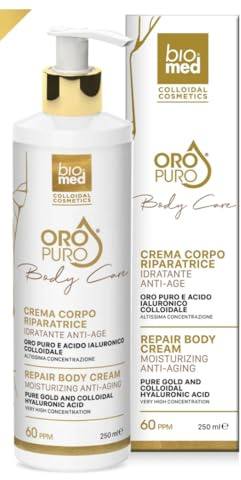 Körpercreme + Renaissance mit der Eleganz von Gold, reparierende Körpercreme mit kolloidalem Gold und Hyaluronsäure, 60 ppm - 250 ml.