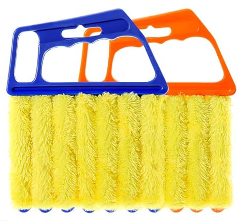 KEWUF Lot de 2 outils de nettoyage pour stores vénitiens en bois, réutilisables, plumeau poussiere, mini plumeau pour stores en bois, mini plumeau pour fenêtres et climatiseurs