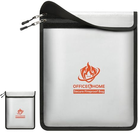 Upgraded Fireproof Document Bag (2200℉), 15”x 11” Waterproof Fireproof Money Bag for Cash with Zipper, Fireproof Safe for Home&Office, Important Document Storage Organizer for Valuables, Certificate